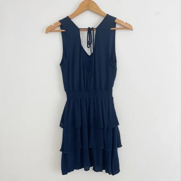Altar’d State Navy Boho Ruffle Sleeveless Mini Dress Size Small - Picture 5 of 9